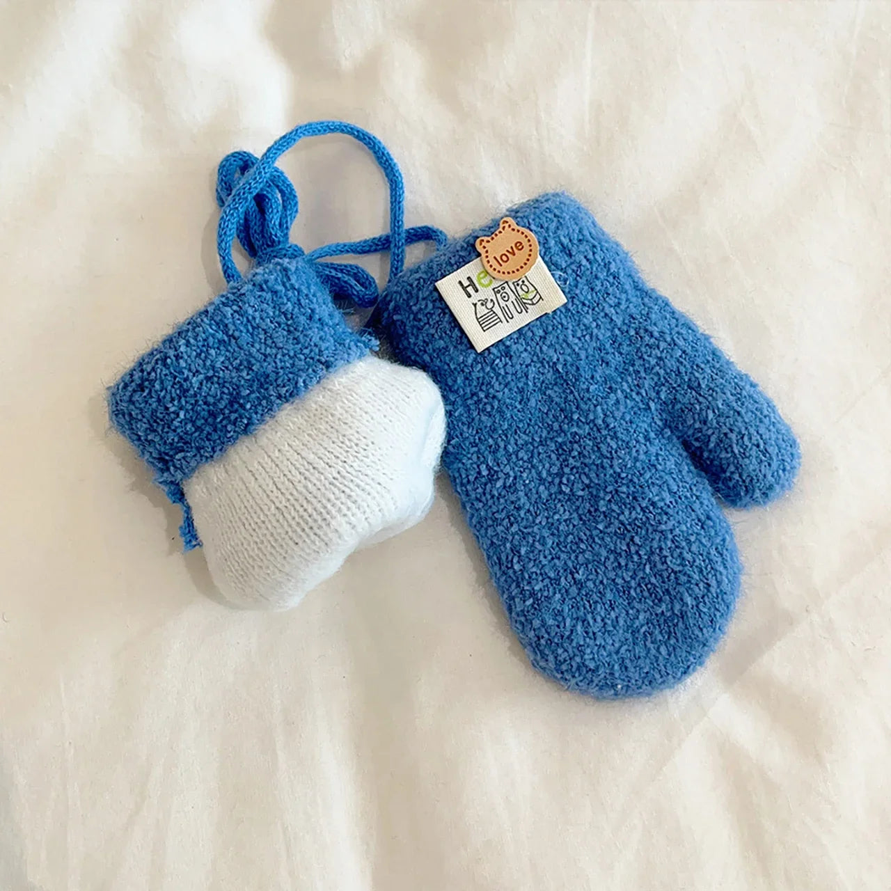 Warme Babywantjes met Touwtje , Winterhandschoenen met Pluche Voering