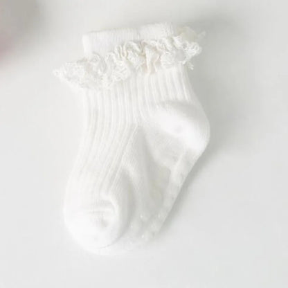 Set van 4 Paar Baby- & Kinder Sokken – Antislip, Katoen, Effen Kleuren | Herfst & Winter