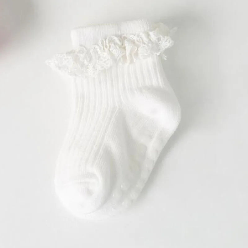 4 Paar Antislip Babysokken – Zachte Katoenen Sokjes in Effen Kleuren