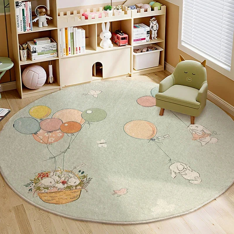 Ronde Kinderkamer Vloerkleed  | Zacht Pluche Tapijt voor Slaapkamer of Speelhoek