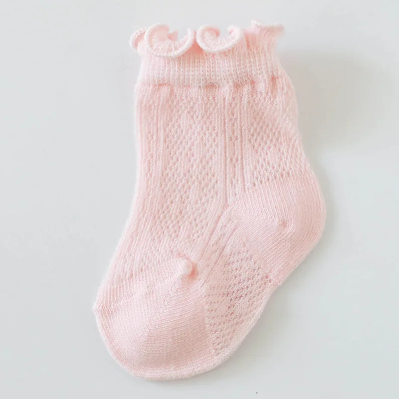 Baby Meisjes Sokken – Kant & Mesh, Bloemmotief