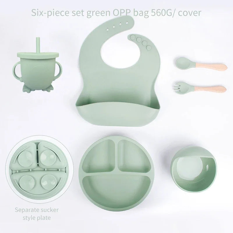 Set van 6 siliconen babyvoedingssets - Trainingset voor kinderen