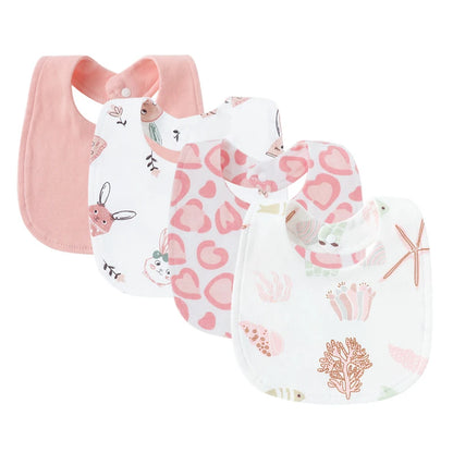 Set van 4 Baby Slabbetjes – Cartoon Design, Katoen | Slab & Spuugdoek