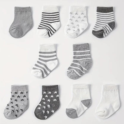 Set van 5 Paar Babysokken – Sterren & Strepen Design