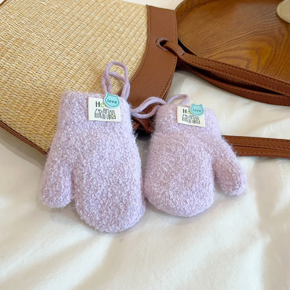 Warme Babywantjes met Touwtje , Winterhandschoenen met Pluche Voering