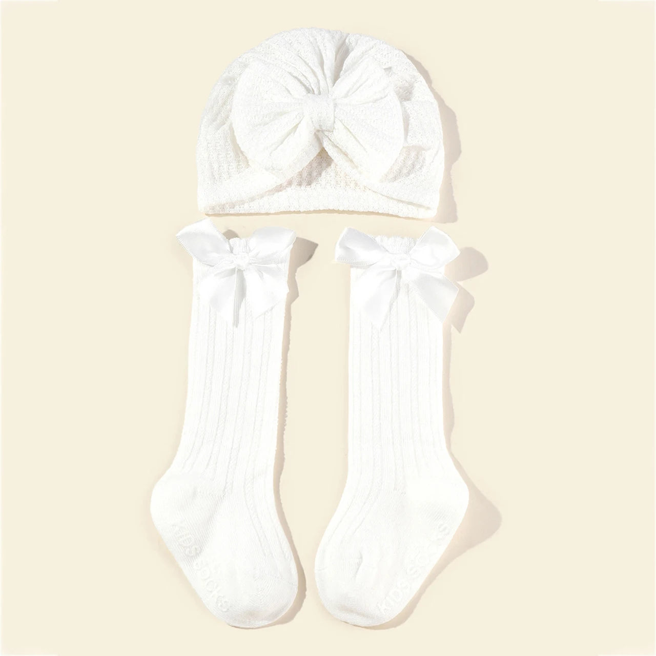 Baby Muts & Sokken Set – 2-delig, Met Bloem, Anti-Slip | Newborn & Peuter Meisjes