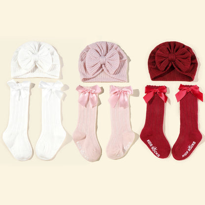 Baby Muts & Sokken Set – 2-delig, Met Bloem, Anti-Slip | Newborn & Peuter Meisjes