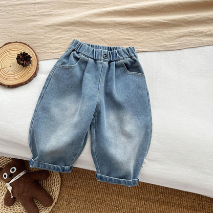 Unisex Kinderjeans  Denim Broek ,Losse Pasvorm