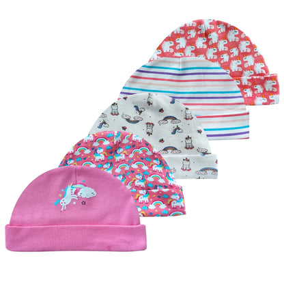 Kiddiezoom® Set van 5 Baby Mutsjes – 100% Katoen | 0–6 mnd Unisex