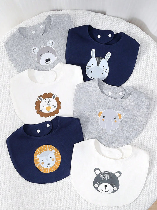 Set van 3 Baby Slabbetjes – Cartoon Design | Voedingsslab & Kwijldoekje