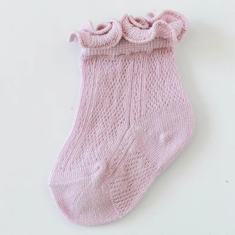 Baby Meisjes Sokken – Kant & Mesh, Bloemmotief