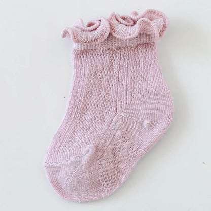 Baby Meisjes Sokken – Kant & Mesh, Bloemmotief