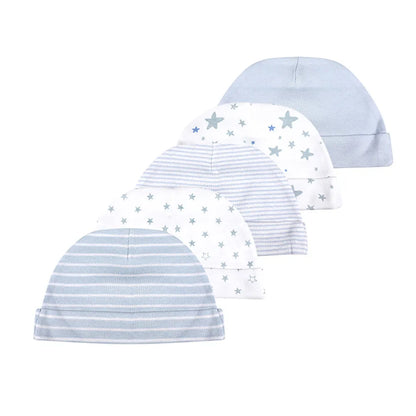 Kiddiezoom® Set van 5 Baby Mutsjes – 100% Katoen | 0–6 mnd Unisex