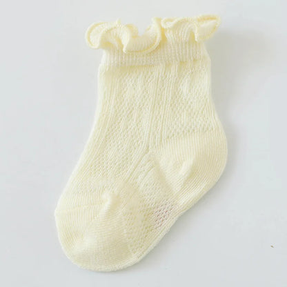 Baby Meisjes Sokken – Kant & Mesh, Bloemmotief