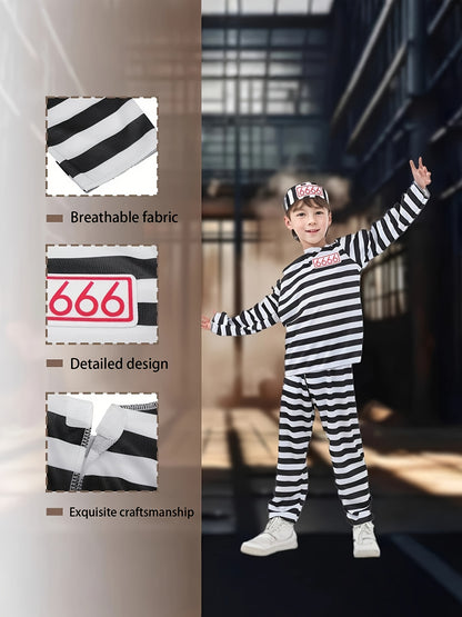 Gestreepte Set – Shirt, Broek & Muts