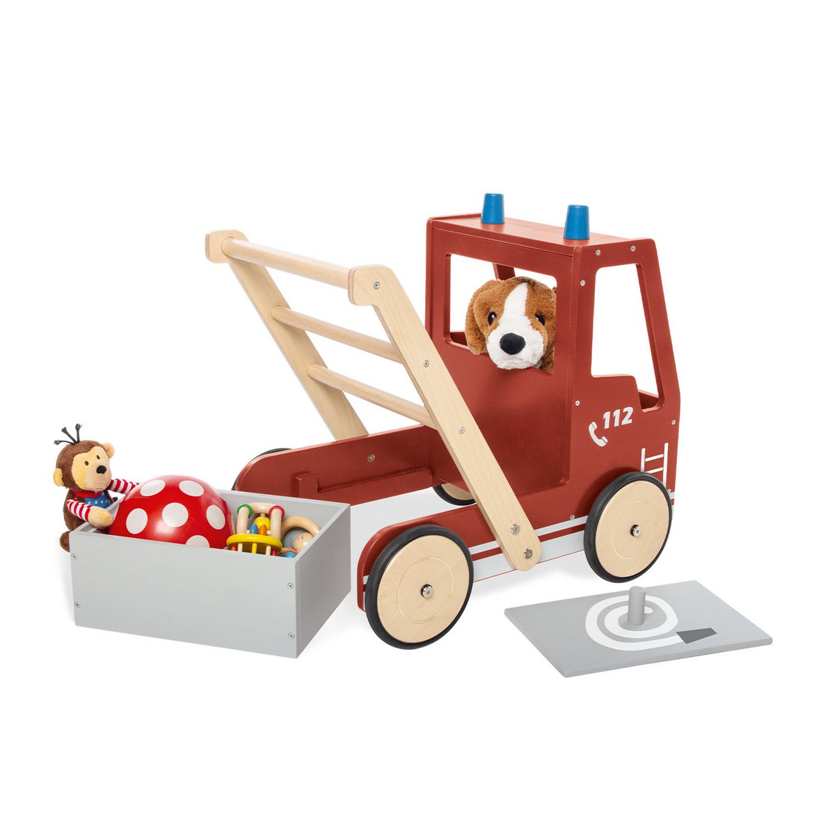 Baby Loopwagen – Brandweerauto “Fred” | Houten Walker met Remsysteem