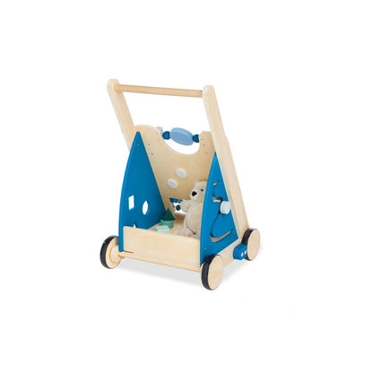 Pinolino Activity Walker “Titus” – Blauw | Houten Loopwagen met Remsysteem & Speelfuncties