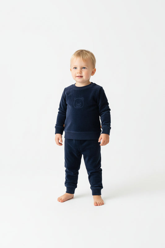 F&D Velours babypyjama | Patriottisch blauw