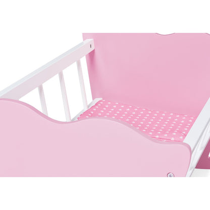 Poppenwieg “Jasmin” – Inclusief 3-delig Beddengoed, Roze/Wit | Pinolino®