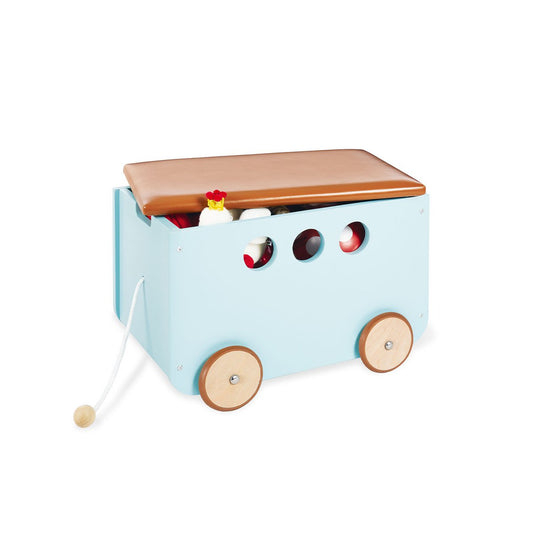 Speelgoeddoos met Deksel & Wieltjes – Mint/Bruin, 20 kg Laadvermogen | Pinolino®