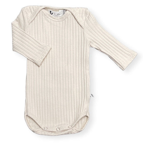 Rompertje Lange Mouw – Wide Rib Jersey Natural Beige | Feathers®