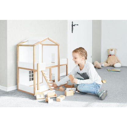 Pinolino Poppenhuis “Ida” – Houten Poppenhuis met 2 Verdiepingen & Balkon | Wit