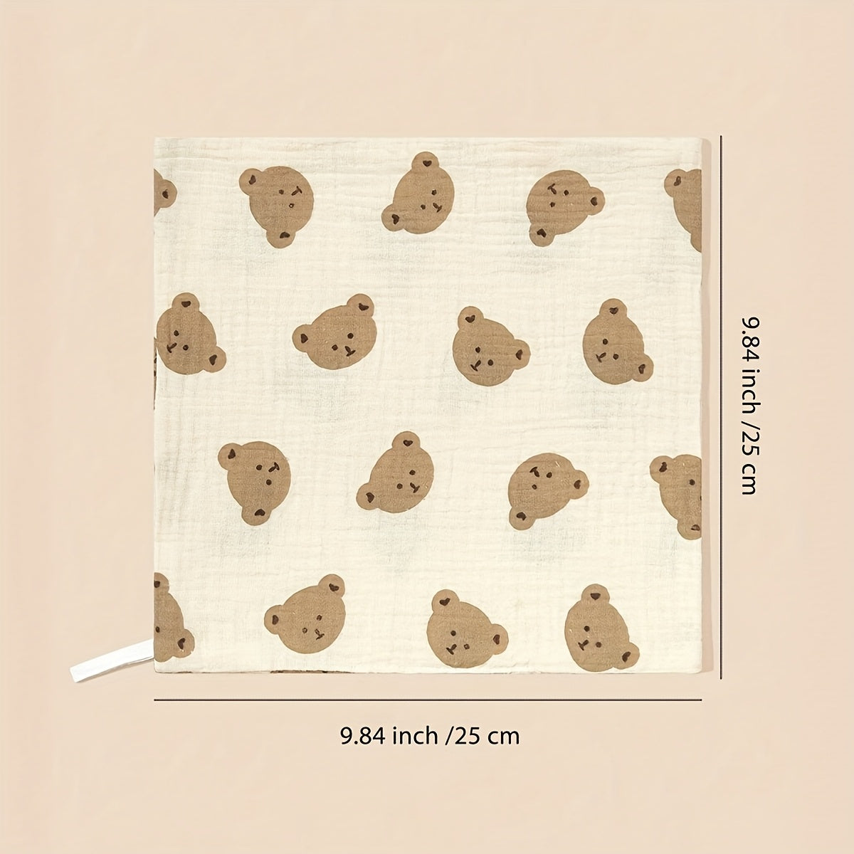 5st Baby spuugdoekjes – Zachte Vierkante Doekjes met Beer- & Hartjesprint.