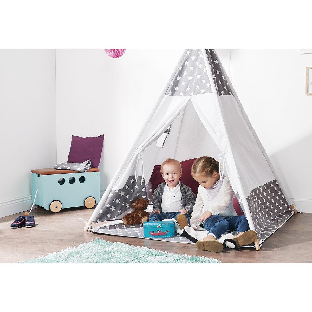 Kindertent Tipi “Jakara” – Met Raam, Gestoffeerde Vloermat & Opbergzak | Pinolino®