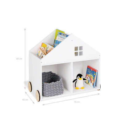 Boekenkast op Wieltjes “Hus” – MDF Wit Gelakt | Pinolino®