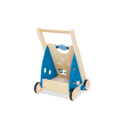 Pinolino Activity Walker “Titus” – Blauw | Houten Loopwagen met Remsysteem & Speelfuncties