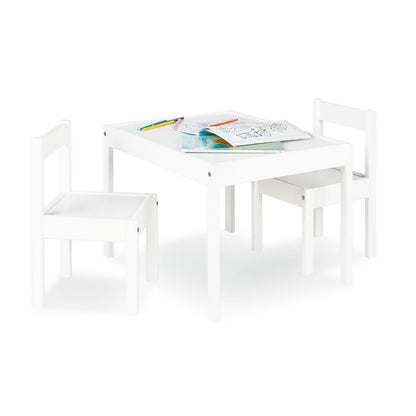 Kindertafel en Stoelen Set “Sina” – 3-delig, Massief Dennenhout, Wit Gelakt | Pinolino®