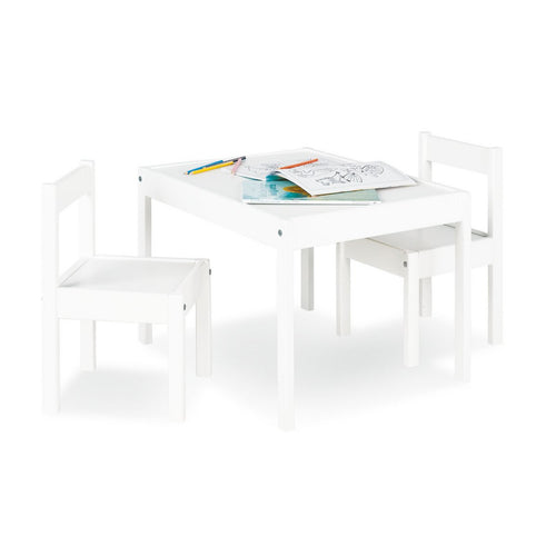 Kindertafel en Stoelen Set “Sina” – 3-delig, Massief Dennenhout, Wit Gelakt | Pinolino®