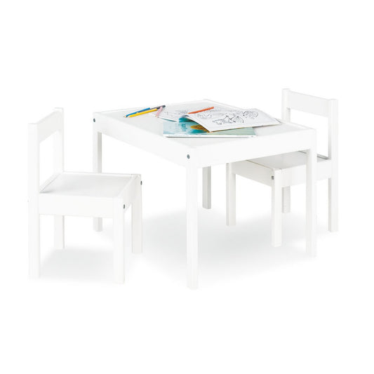 Kindertafel en Stoelen Set “Sina” – 3-delig, Massief Dennenhout, Wit Gelakt | Pinolino®