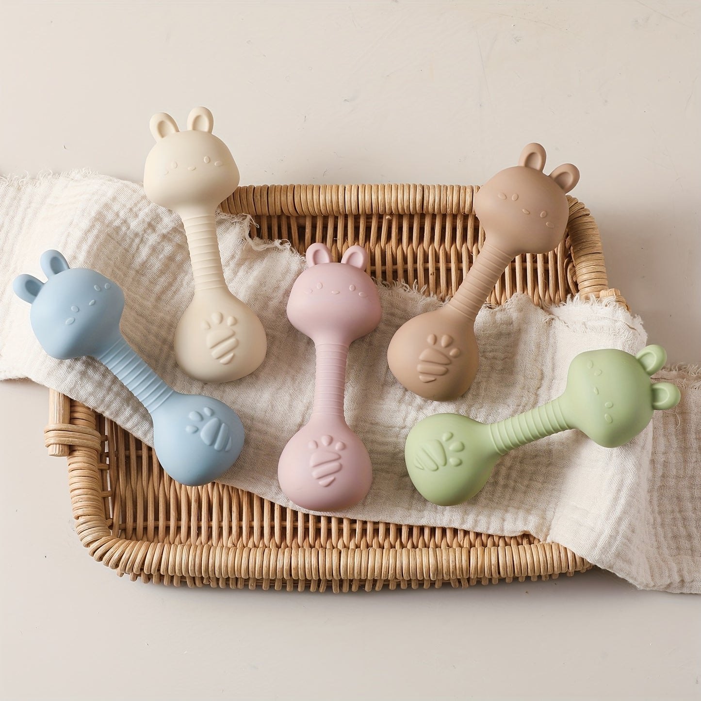 Zachte Rammelaar Konijntje – Veilig & Niet-Giftig | Sensory Speelgoed met Krasgeluid voor Baby’s