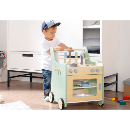 Pinolino Speelkeuken “Kalle” – Pastelgroen | Mobiele Houten Kinderkeuken met Accessoires